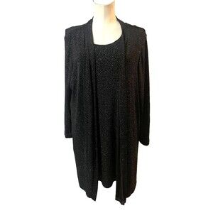 Brooks Women’s s 2-pc Stretch Black Sparkle Set Tunic+Jacket size XL/no size tag